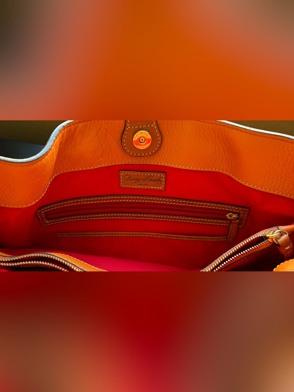 Dooney & Bourke Orange Leather Tote Bag - Picture 6 of 9